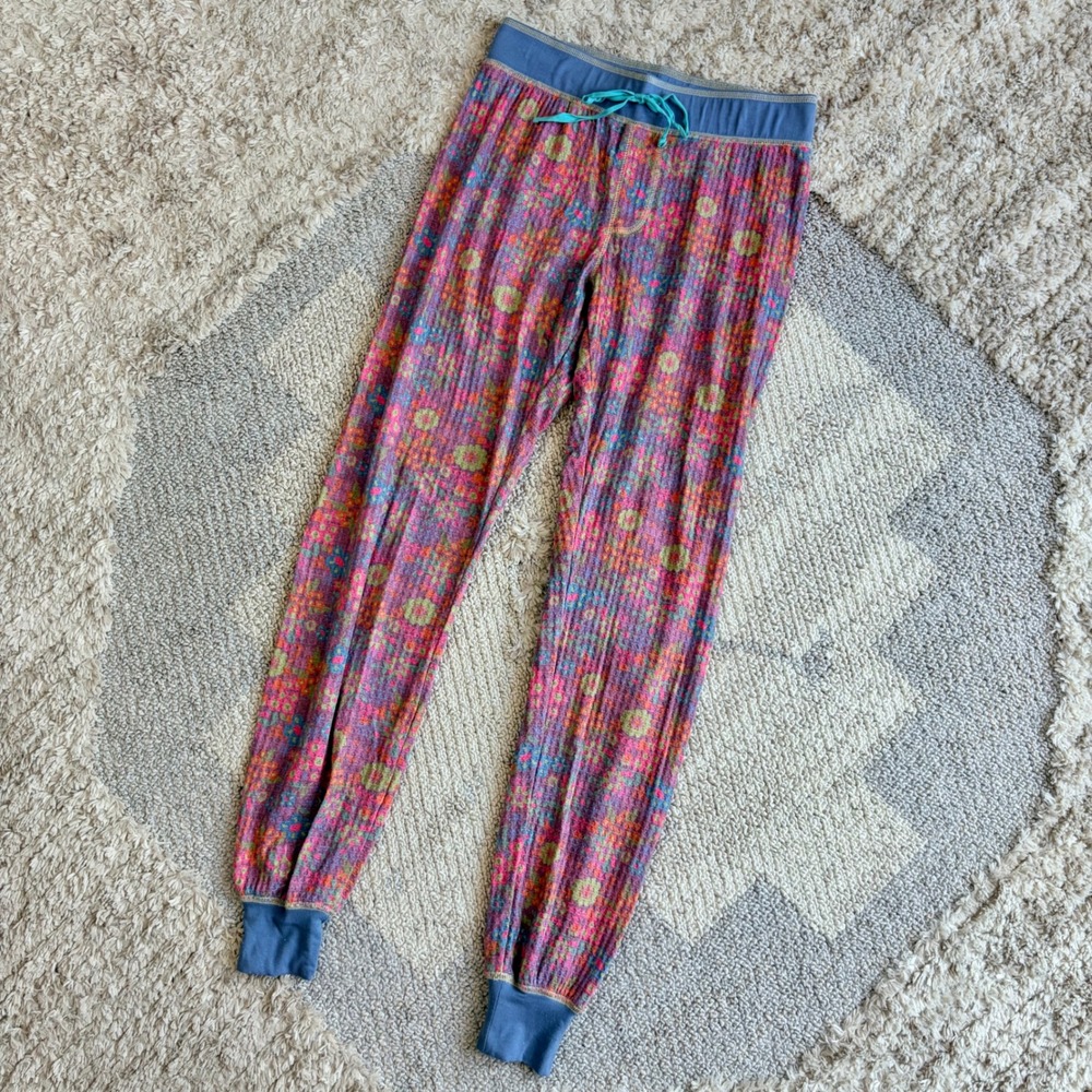 Natural Life Waffle Knit Lounge Pants XS Multicolor Floral Joggers Pajamas